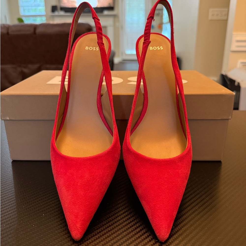 Boss Vibrant Red Slingback Heels